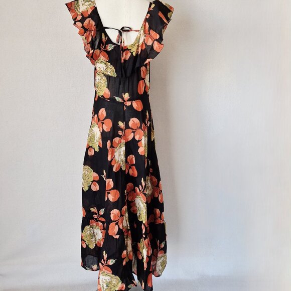 NWoT  The GREAT. The Geranium Midi Dress Romantic Ruffle V-Neck Cabbage Rose - Picture 7 of 16